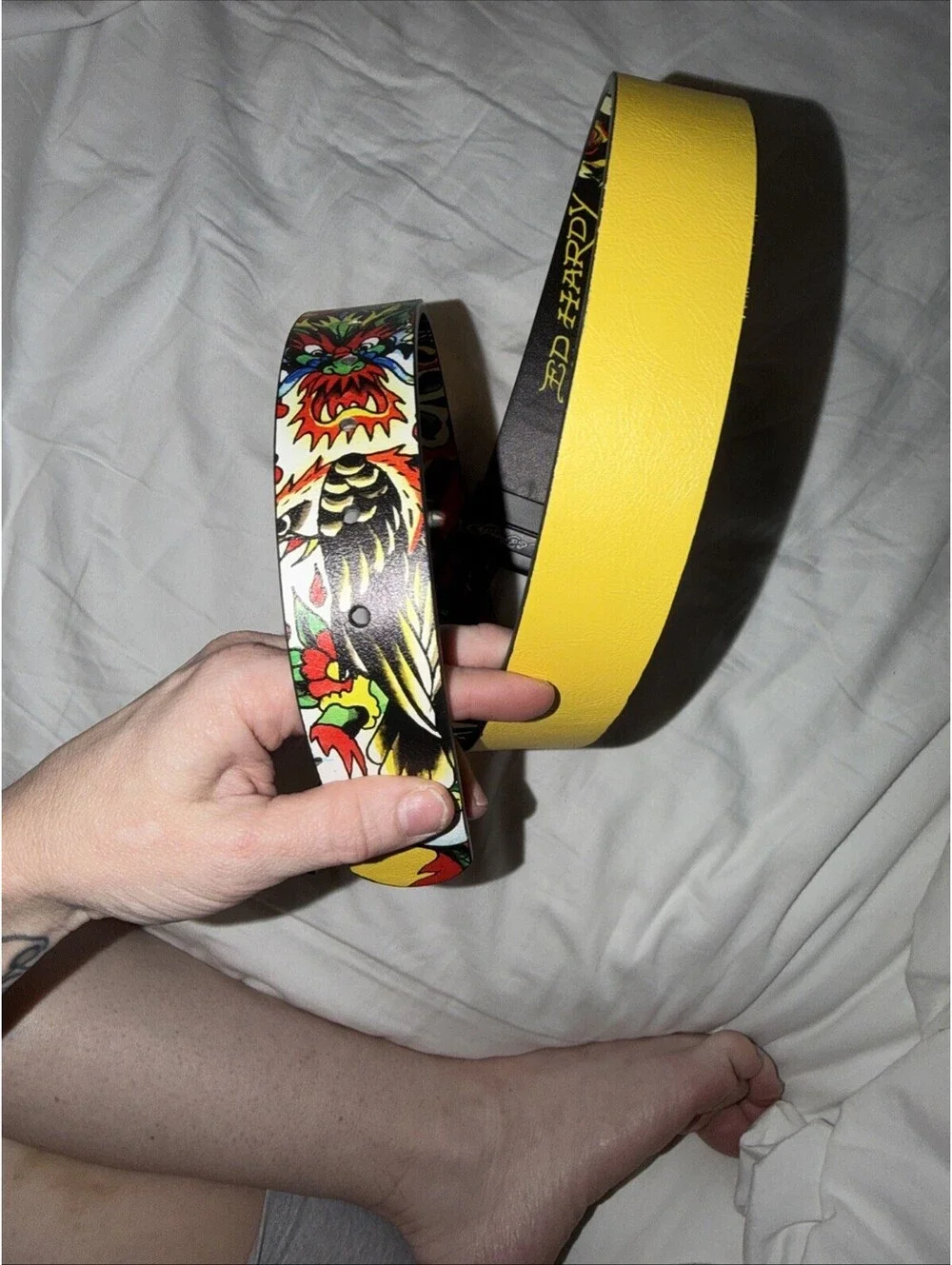 YELLOW NWT Y2K Ed Hardy REVERSIBLE Men’s belt